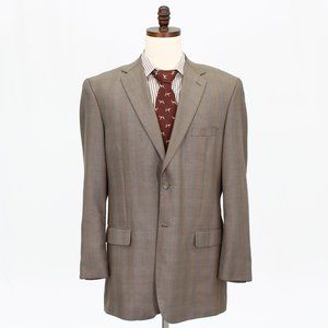 Luca Rossi 44L Brown Check 2-Button Sport Coat Blazer Jacket B979